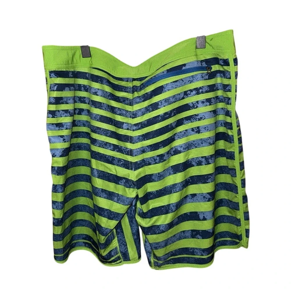 The North Face Board Shorts 36 Green Blue Striped Swim Trunks Lace‎ Up
